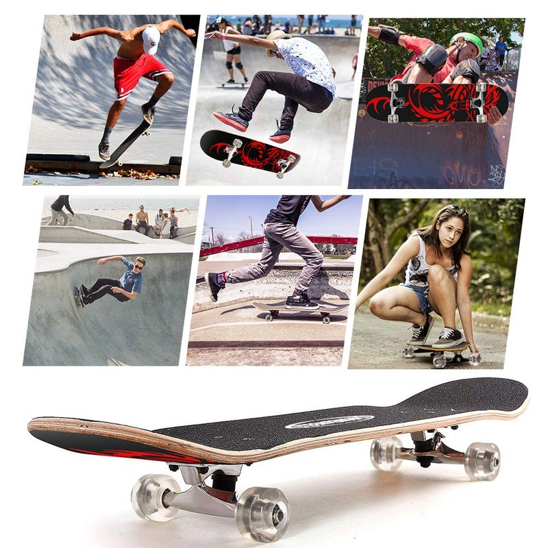 Chrome Wheels ChromeWheels 31 inch Skateboard Double Kick Skate Board Cruiser Longboard 8 Layer Maple Deck Skateboards for Kids and Beginners - Image 5